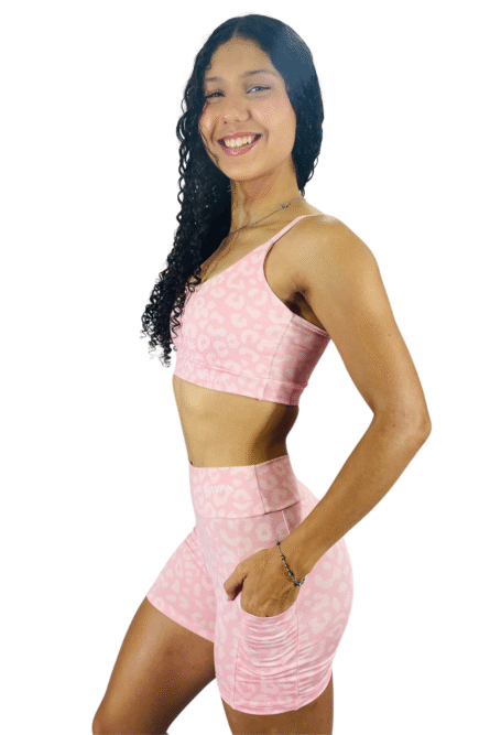 SHORT COM BOLSO ROSA ESTAMPADO - Imagem 3