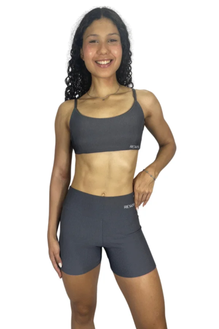 SHORT COS ALTO CINZA CANELADO - Imagem 1