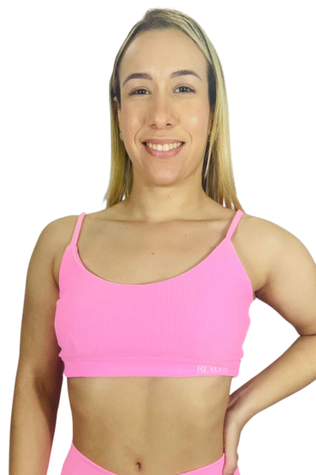 TOP ALCINHA ROSA CANELADO - Imagem 1