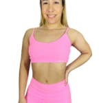 SHORTS COM BOLSO ROSA CANELADO