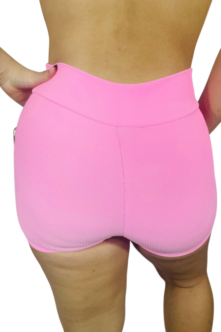 SHORT COM BOLSO ROSA CANELADO - Imagem 3
