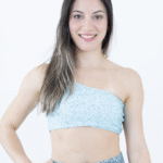 TOP OMBRO AZUL BOLINHA