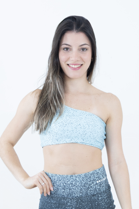 TOP OMBRO AZUL BOLINHA - Imagem 1