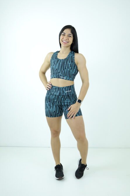 SHORTS COS ALTO AZUL MESCLADO - Imagem 1