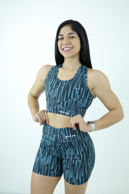 TOP NADADOR FRANZIDO AZUL MESCLADO - Imagem 1